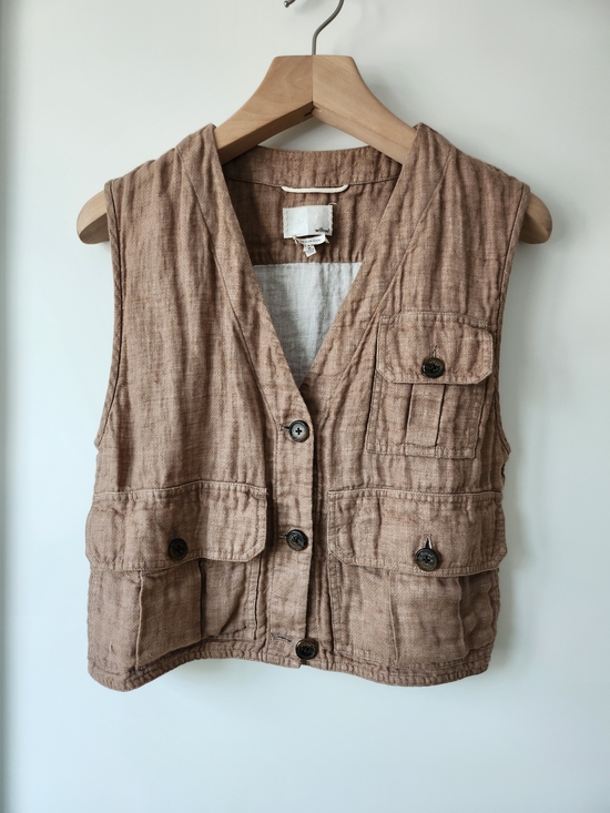 Wilfred Tops - Aritzia Wilfred Linen Utility Vest Top in Walnut Brown